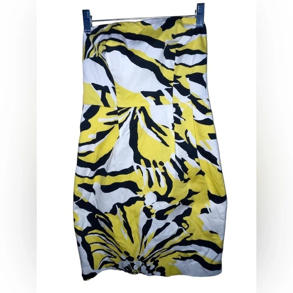 Express Design Studio Black Yellow Floral Strapless Dress Pockets Women's Sz 0 - Picture 6 of 6